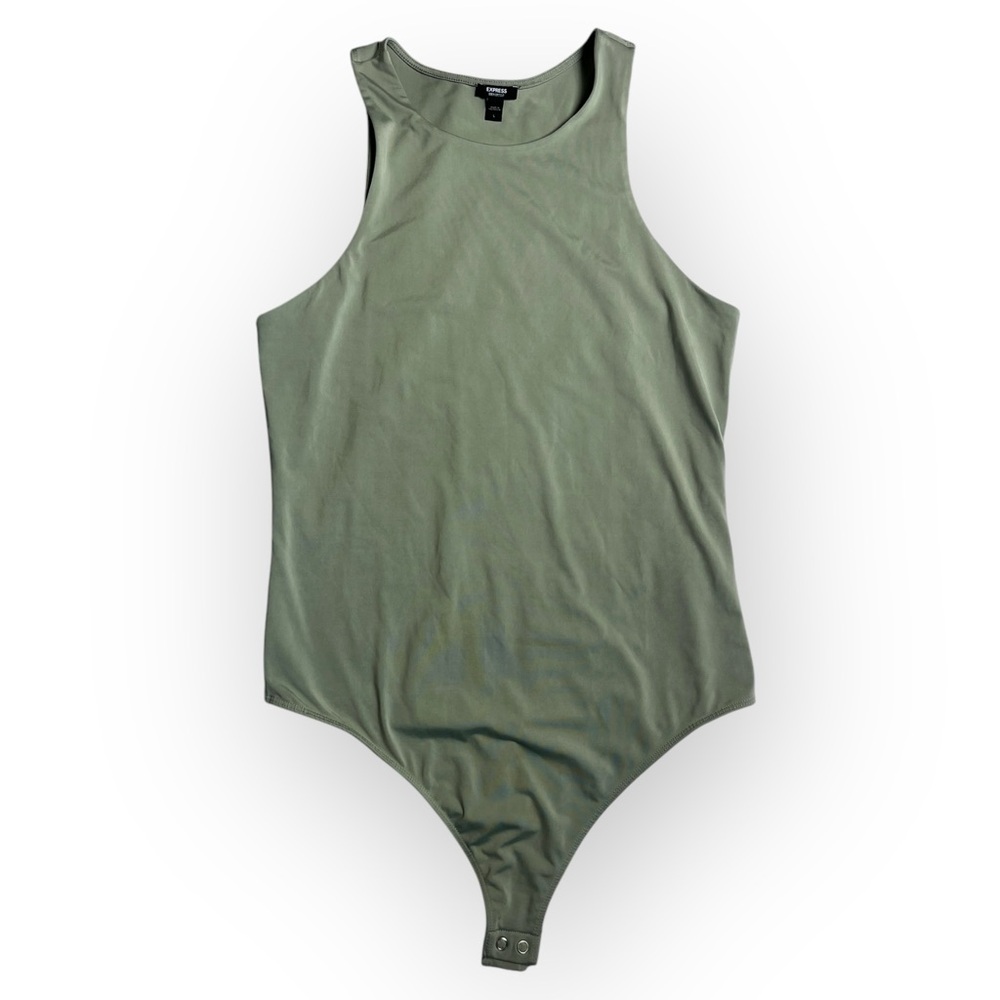Express Body Contours Sleeveless Bodysuit Thong Sage Green Women’s Large